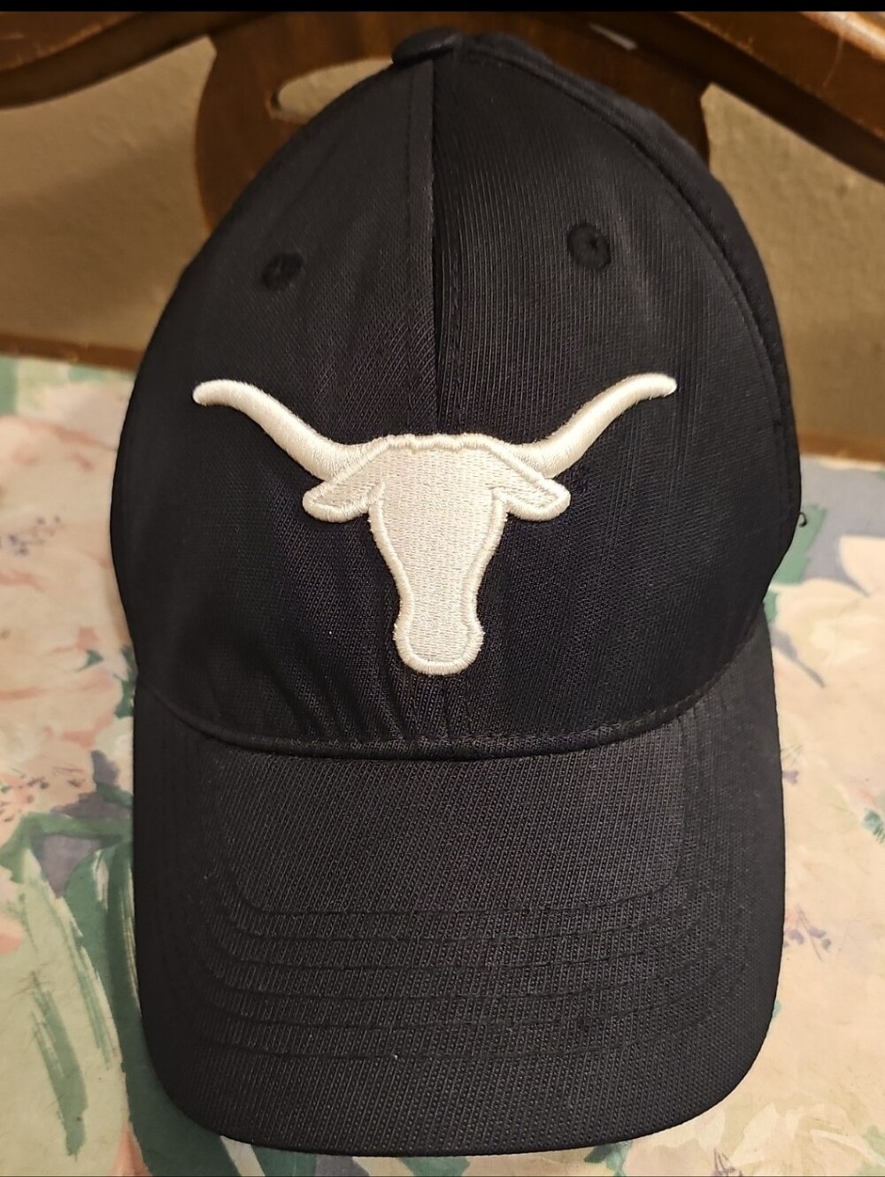 Top of the World Black Cap with White Longhorn Patch - Unisex